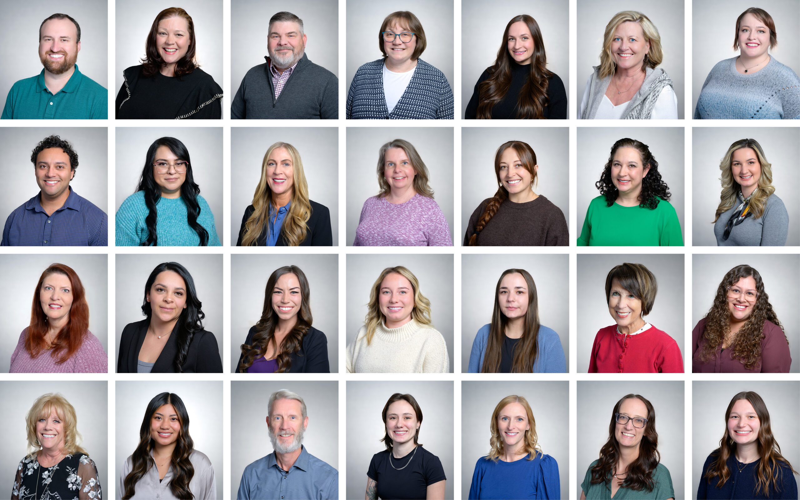 Team headshots of a 30-person healthcare organization photographed on site